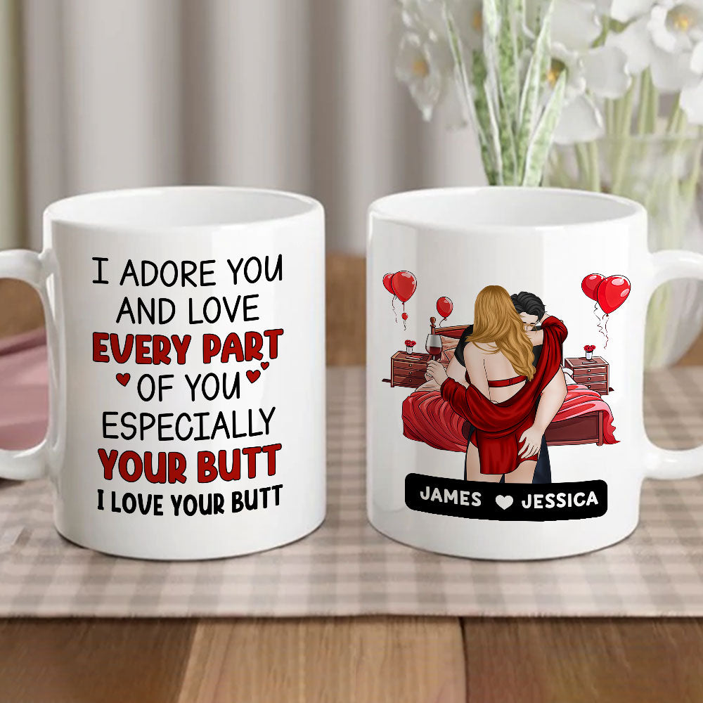 Custom Anniversary Keepsake Gifts For Couple • Adore You, Especially Your Butt - Personalized Coffee Mug