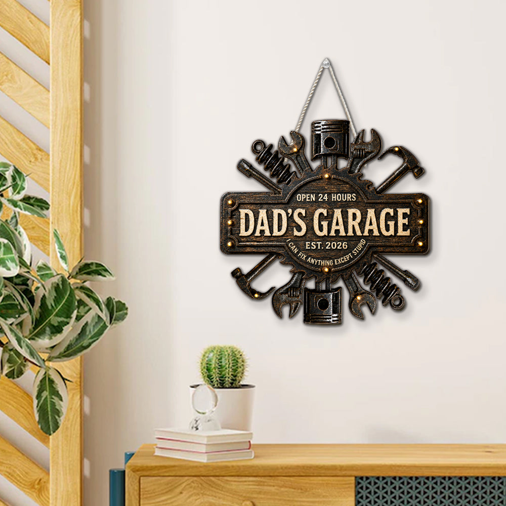 Custom Home & Wall Decor, Birthday & Christmas Gift • Dad Garage - Personalized Wood Sign