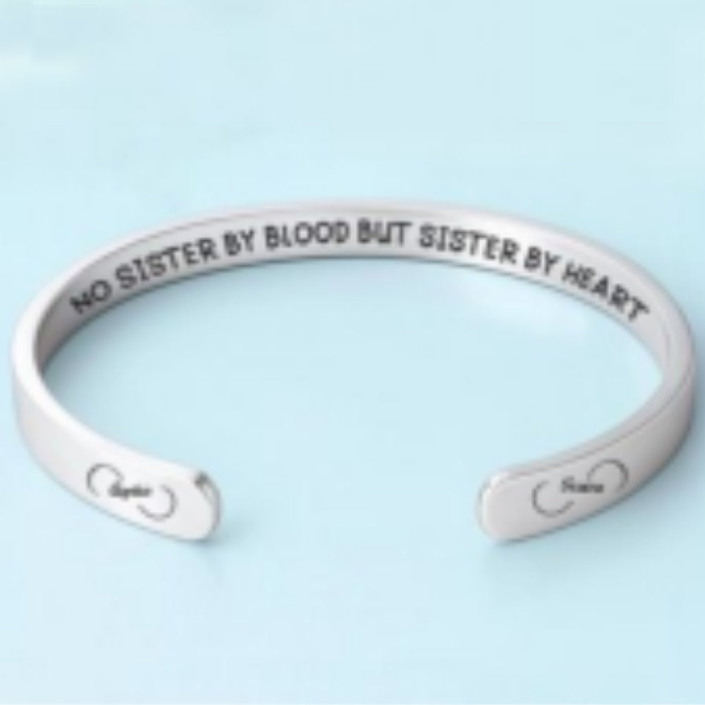 Sister By Heart - Personalized Bracelet Cuff