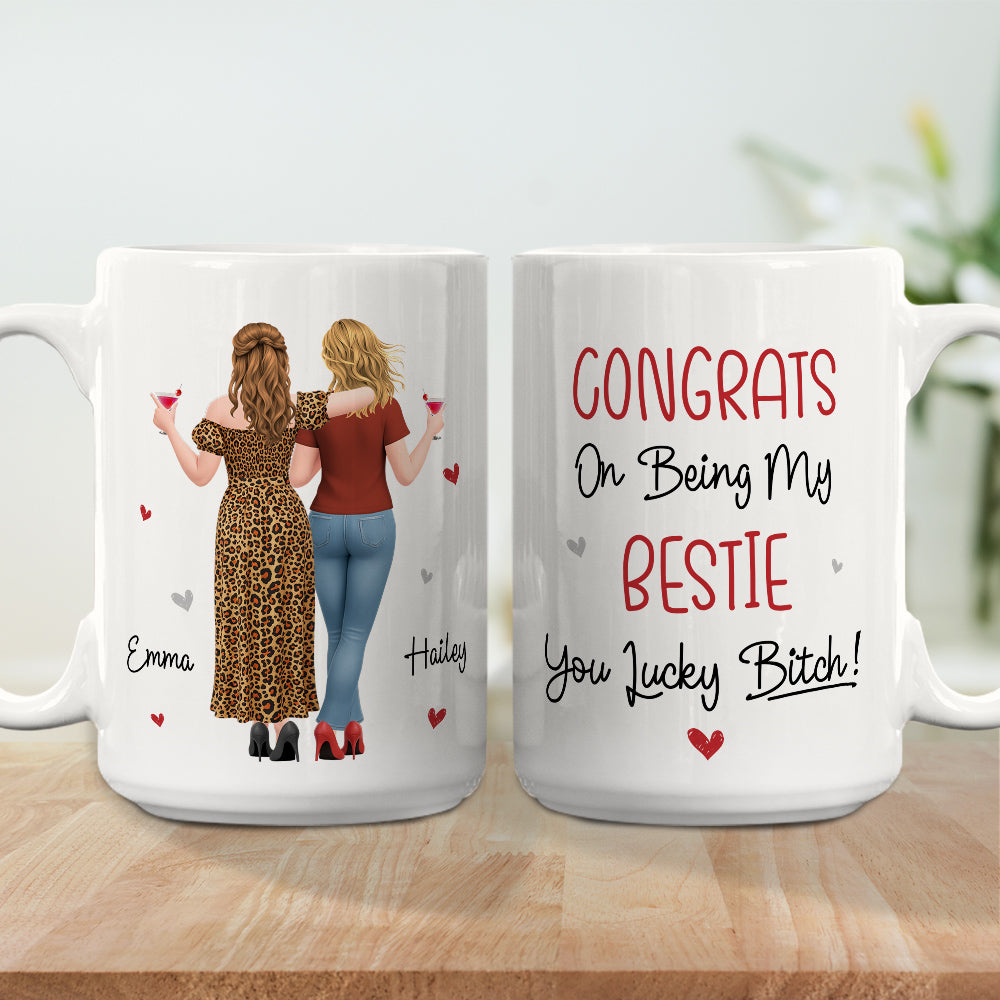Custom Christmas & Birthday Gift for Brother & Sister • You Lucky My Best Friend - Personalized Coffee Mug