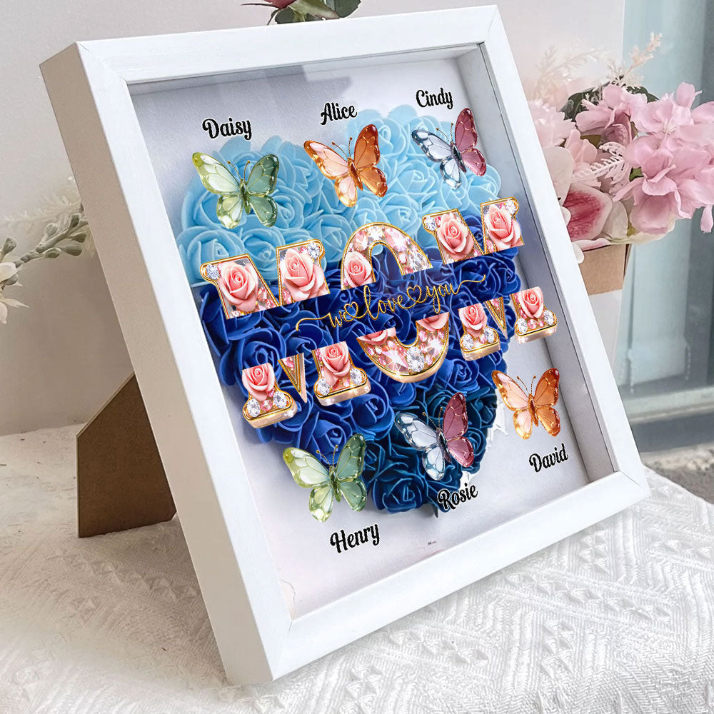 Mom We Love You - Personalized Flower Shadow Box