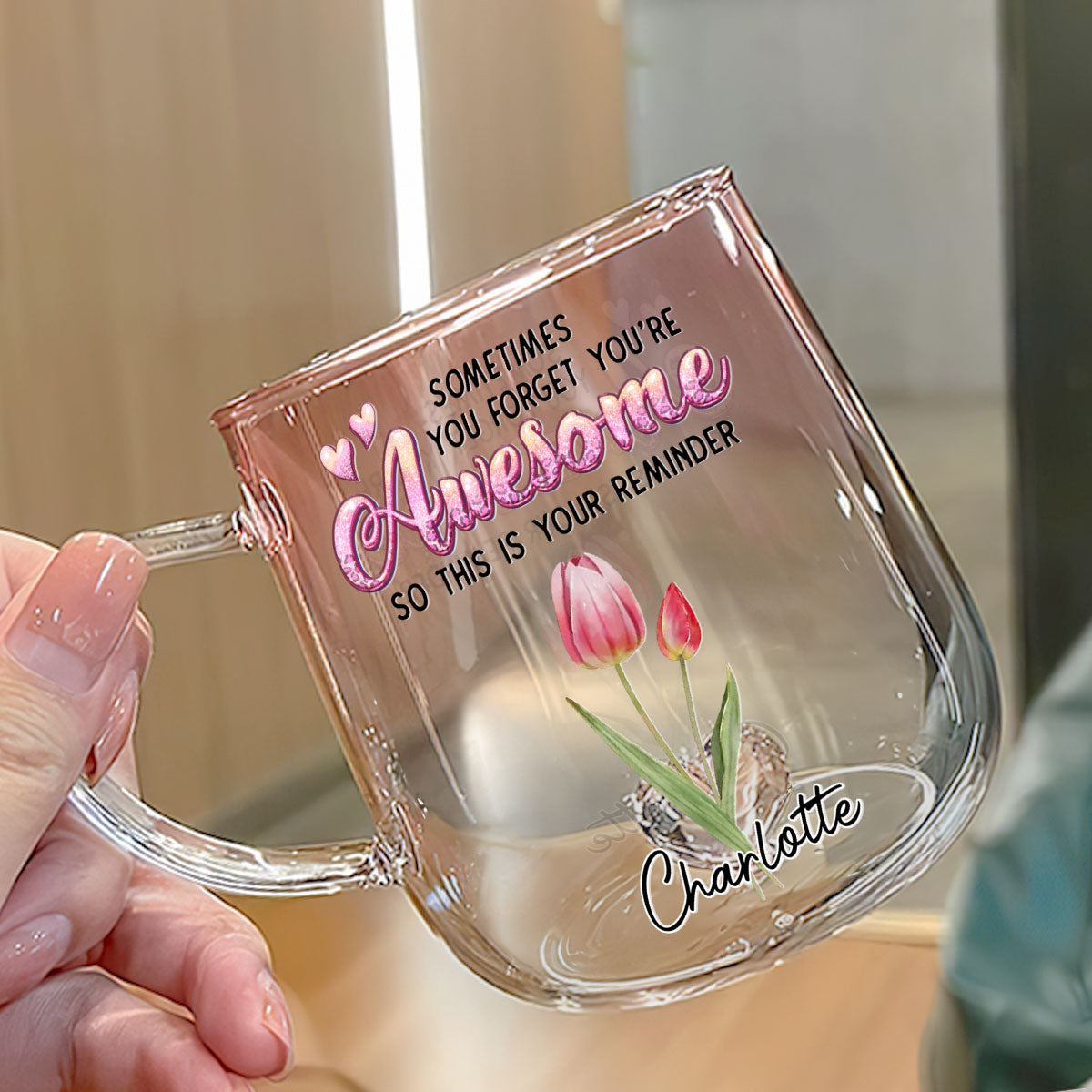 Custom Best Friend, Christmas & Birthday Friendship Keepsake Gift • You Are Always Awesome - Personalized Pink Gradient Glass Mug