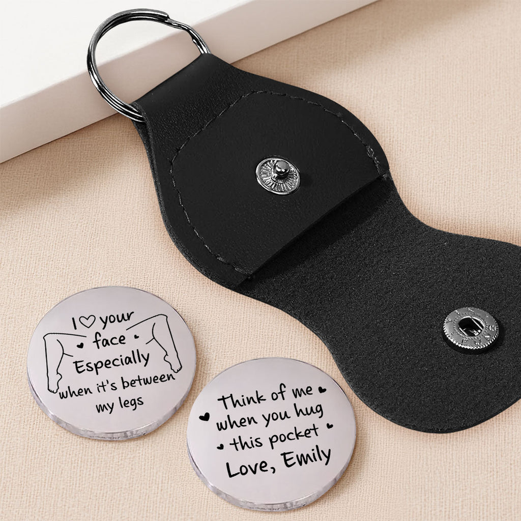 Custom Coin Keychain for Husband, Couple Anniversary Valentine's Day Gifts • Think Of Me - Personalized Pocket Hug