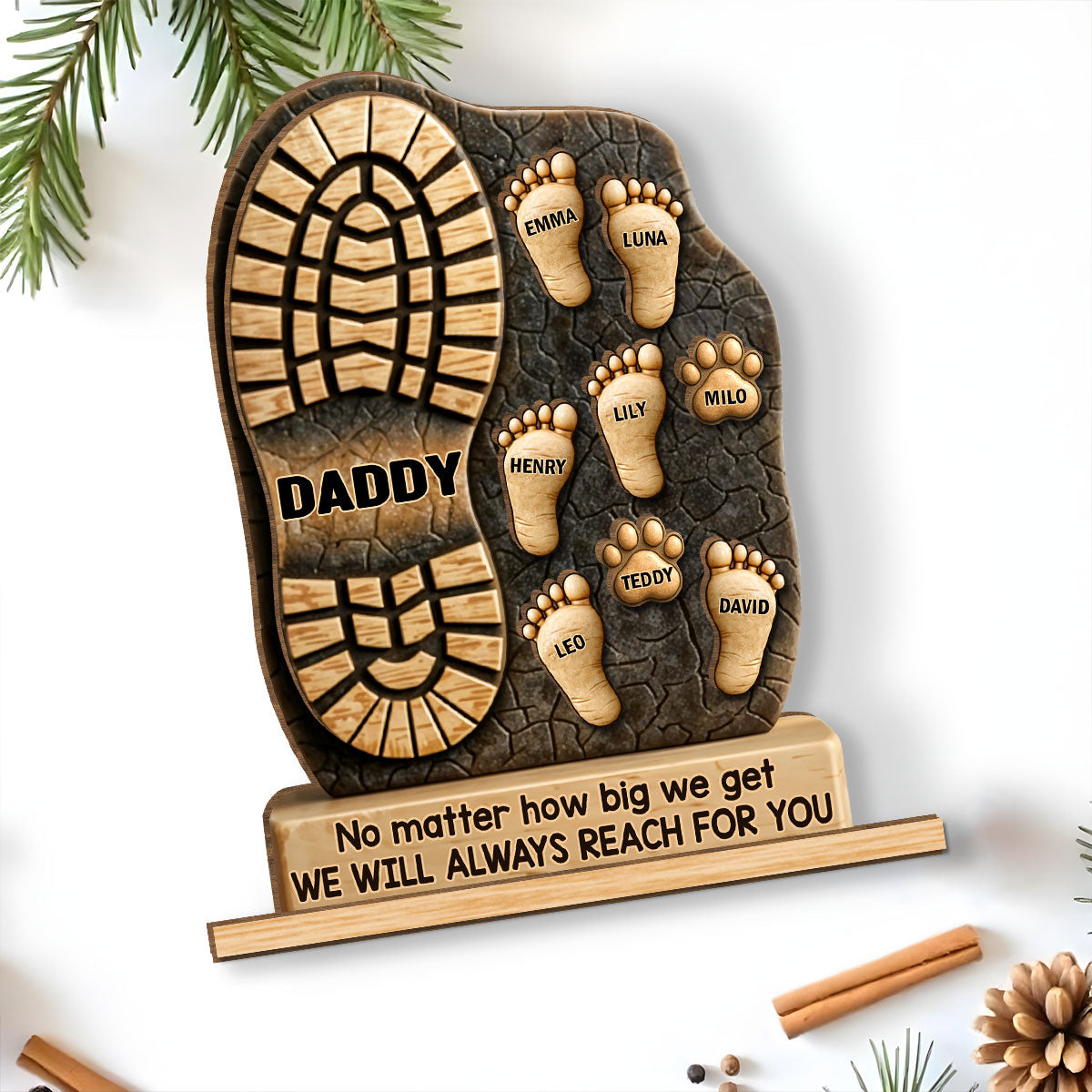 Custom Decor, Christmas Birthday Anniversary Gift Keepsake • Your Footsteps Led Our Way - Personalized 2-Layer Wood Plaque With Flat Base