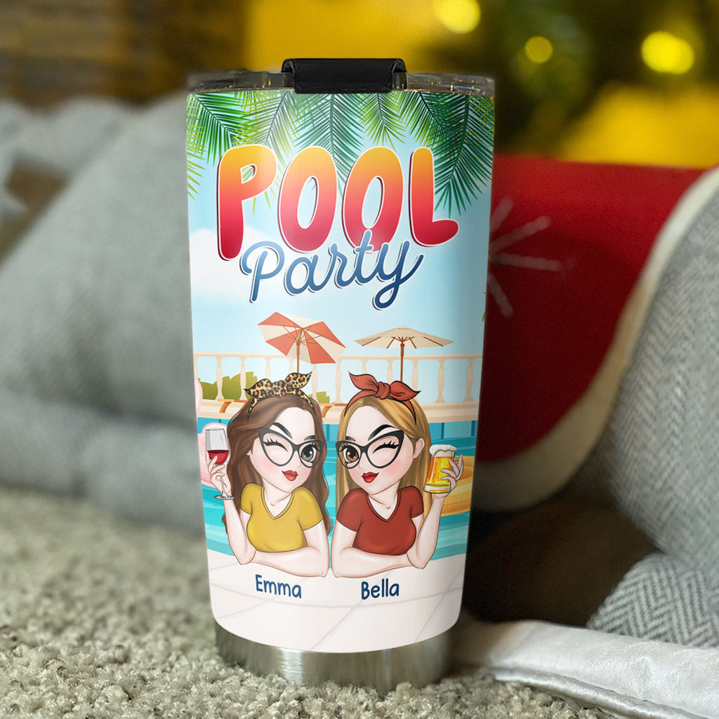 Custom Christmas Birthday Gifts For Best Friend • Pool Party - Personalized Tumbler