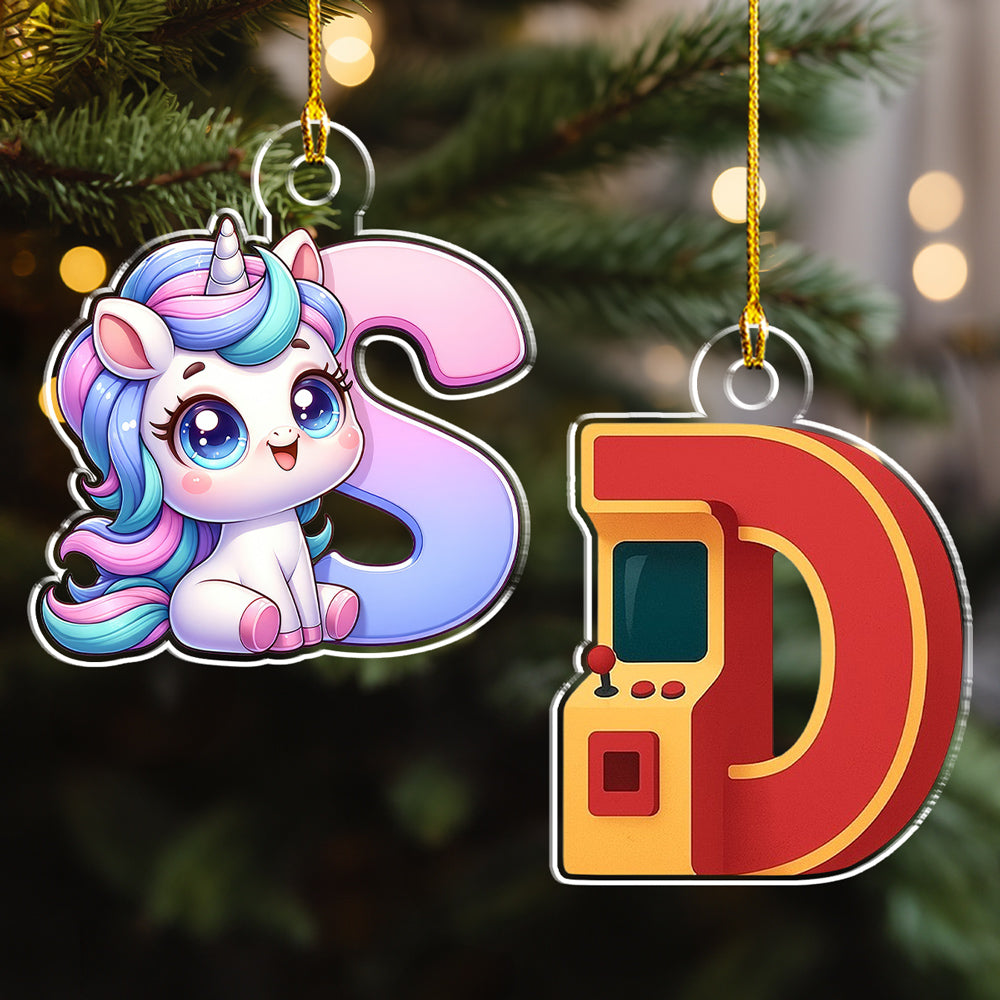 Custom Family Ornament, Christmas Gift for Family Members •  Alphabet Game Cartoon - Personalized Acrylic Ornament