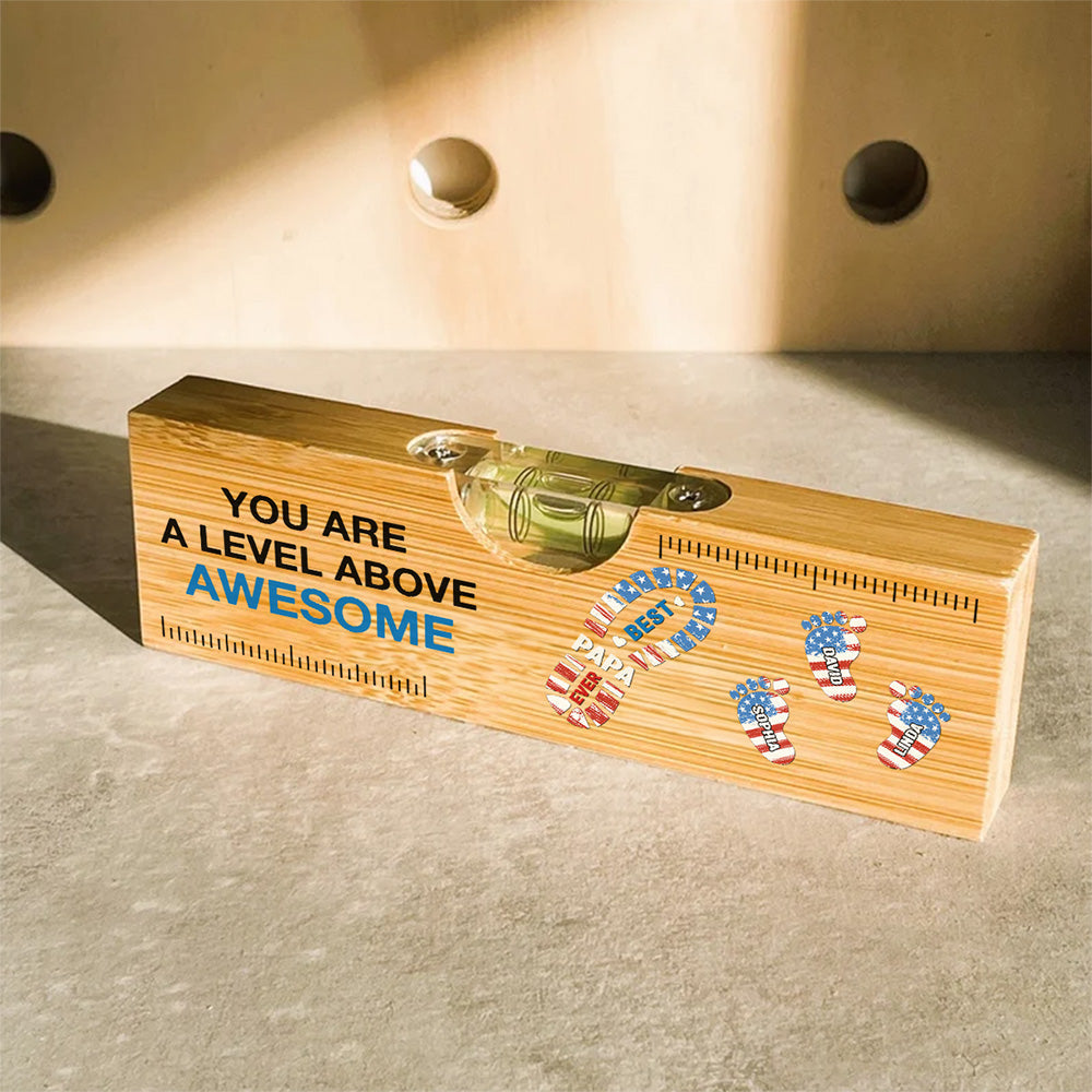 The Power Of Dad Comes From Love - Personalized Wooden Spirit Level Bottle Opener