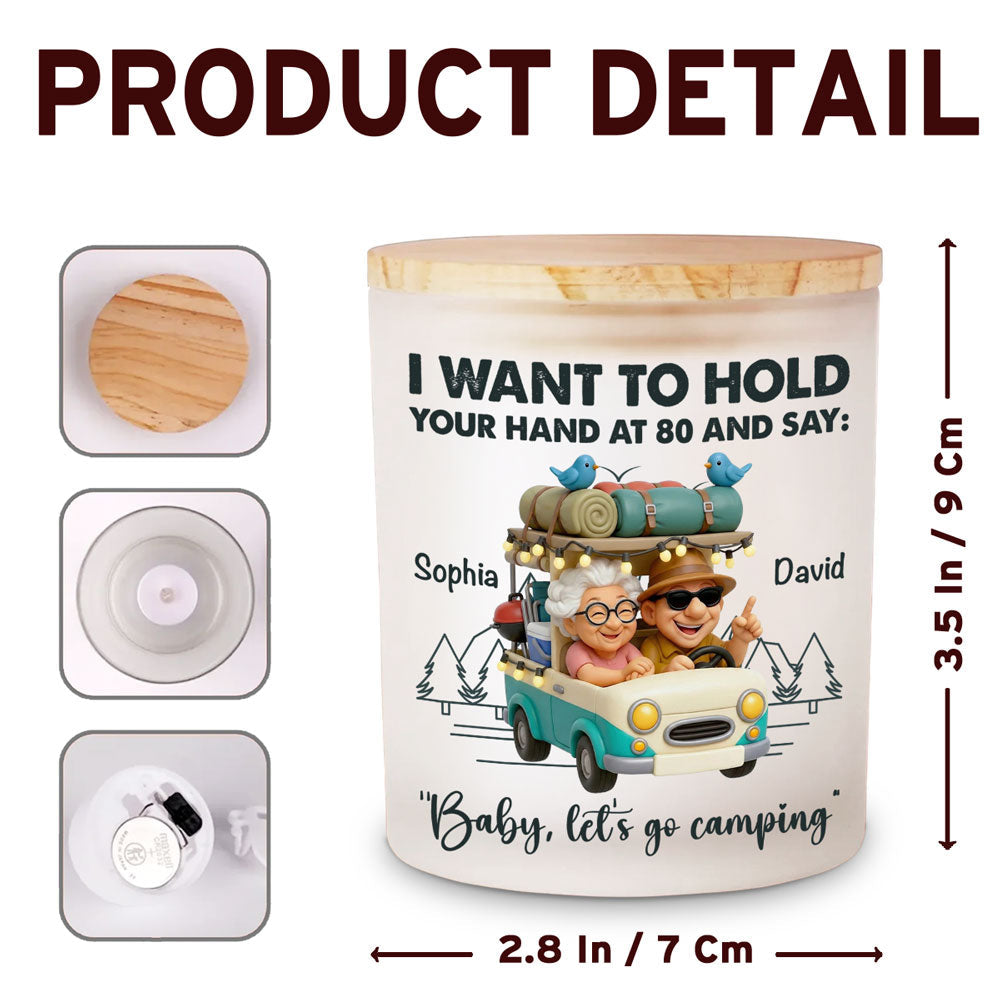 Baby Lets Go Camping - Personalized Glass Jar With LED Candle