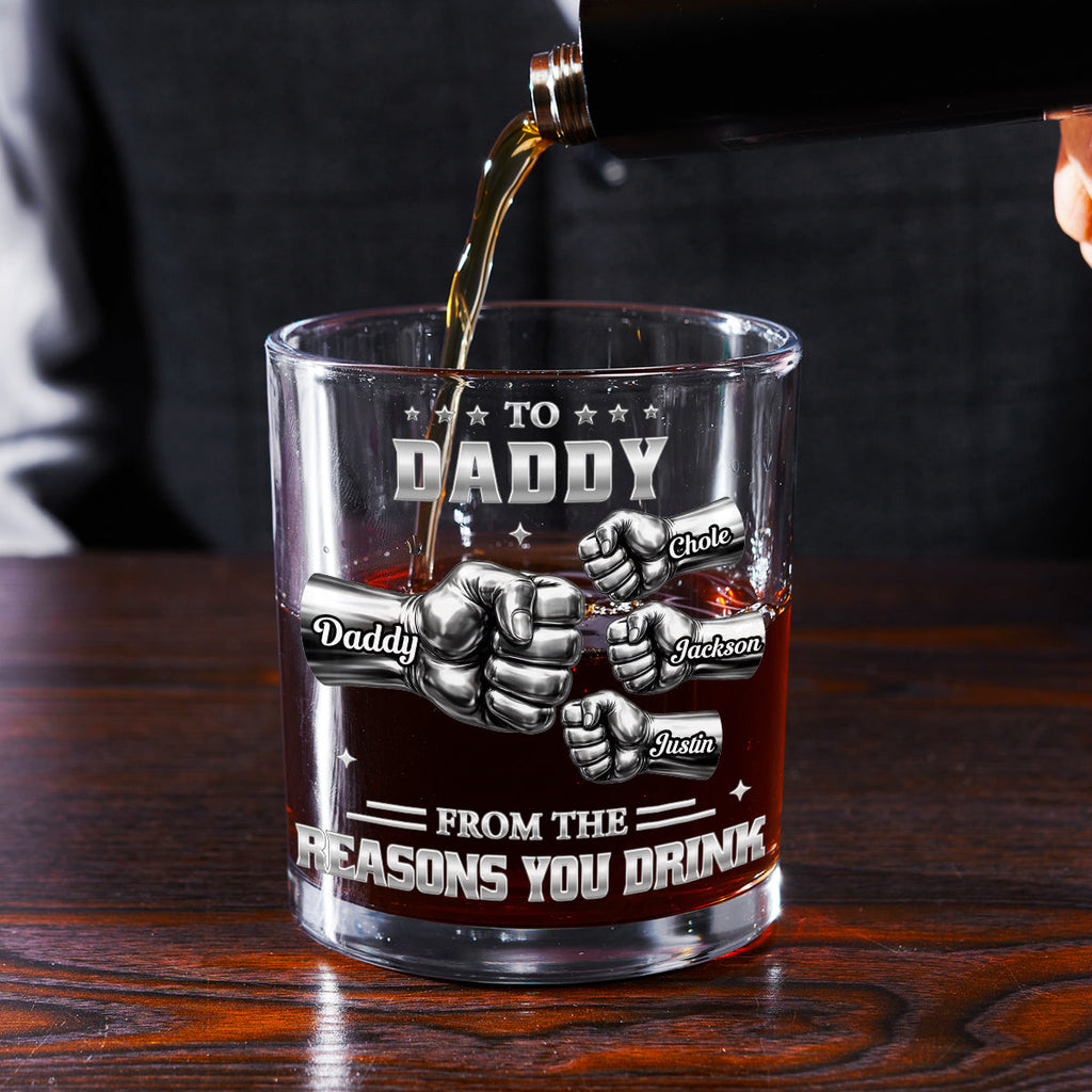 Custom Father's Day Birthday Gifts for Dad • Reason You Drink - Personalized Whiskey Glass