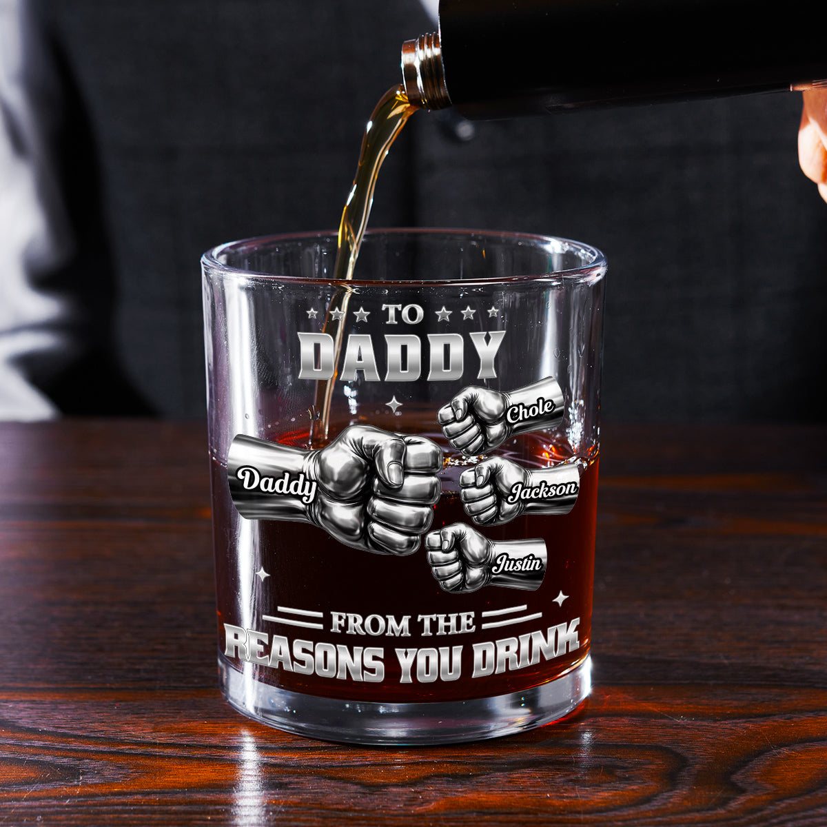 Custom Father's Day Birthday Gifts for Dad • Reason You Drink - Personalized Whiskey Glass