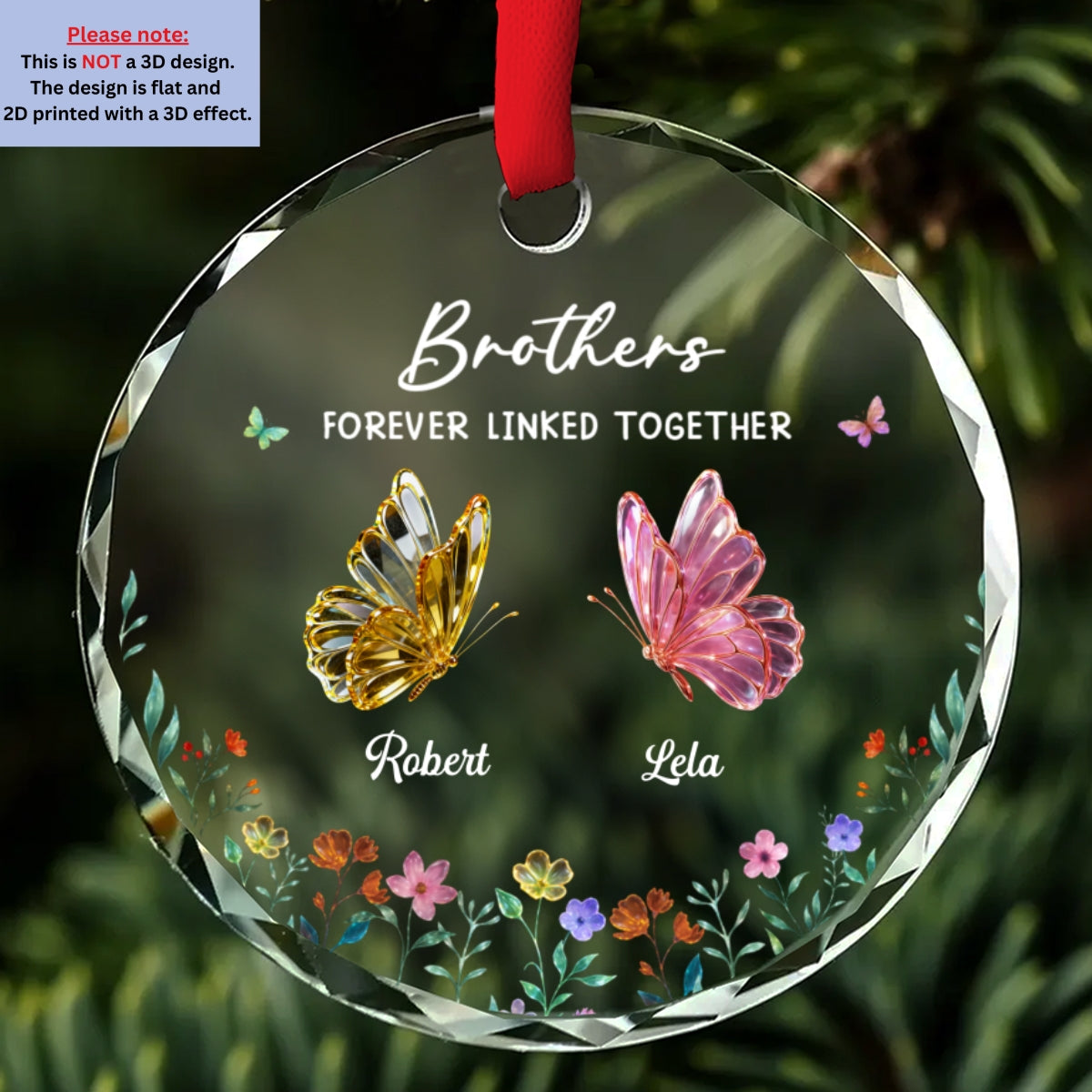 Custom Brothers & Sisters Christmas Ornament •  Brothers Sisters Love - Personalized Glass Ornament