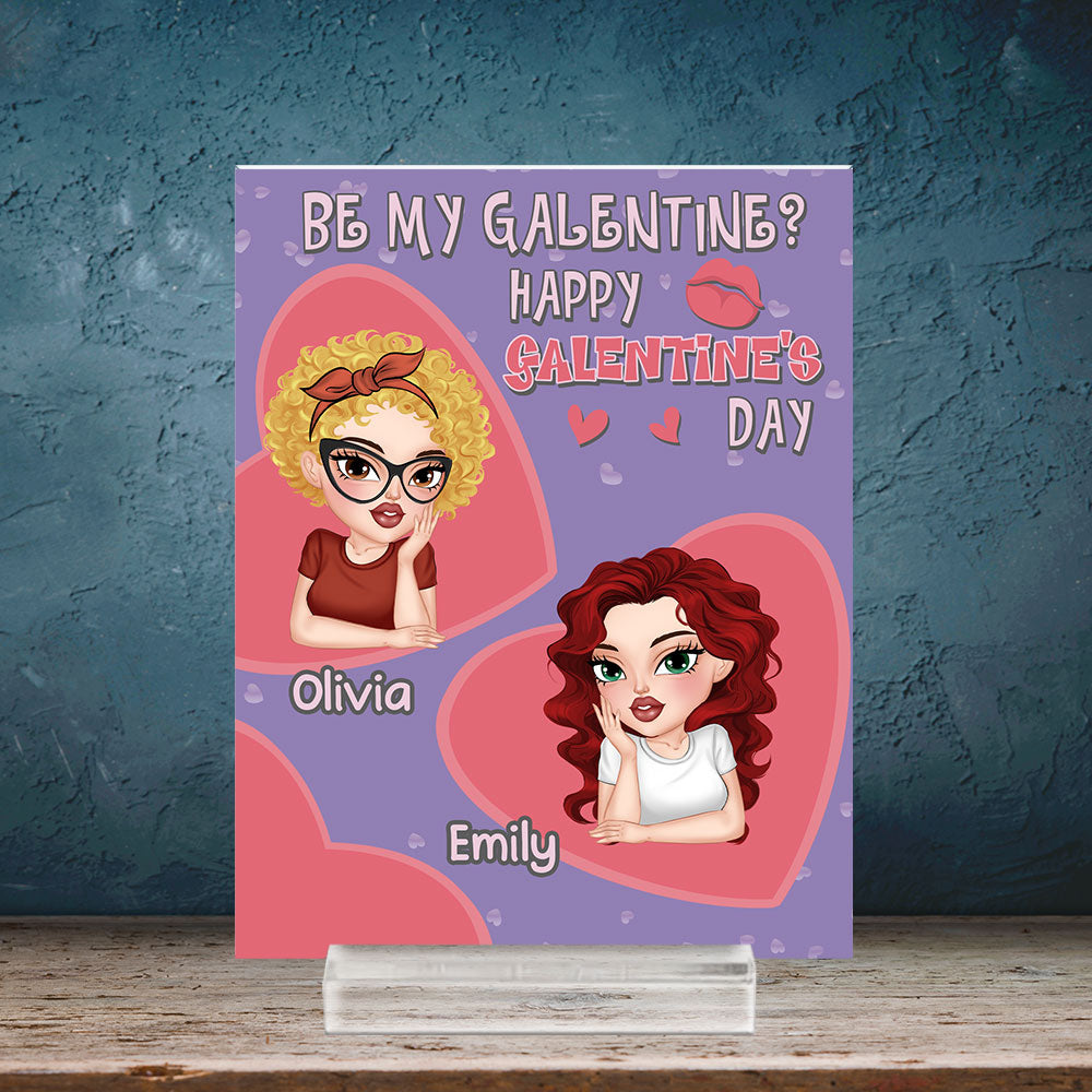 Custom Friendship Decor, Christmas Birthday Gifts For Best Friend • Galentine For My Bestie - Personalized Acrylic Plaque With Base