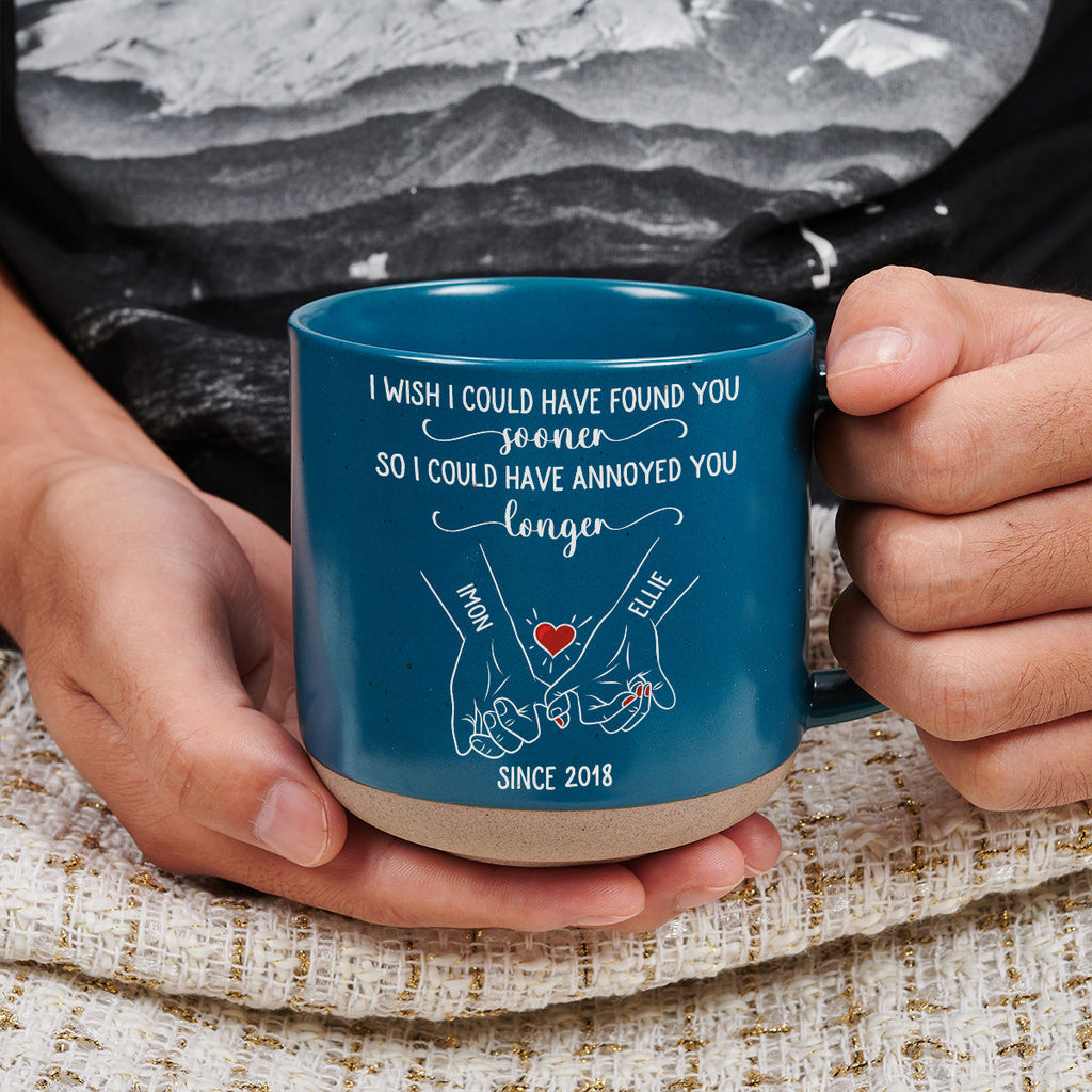 Custom Anniversary Keepsake Gifts For Couple • Meet You Sooner - Personalized Pottery Mug