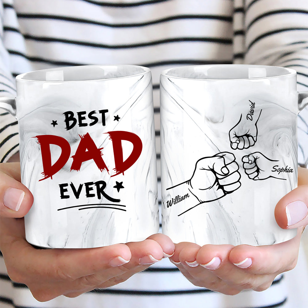 Custom Father's Day, Special Gift for Dad & Grandpa • Best Daddy Ever - Personalized Grey Marble Mug