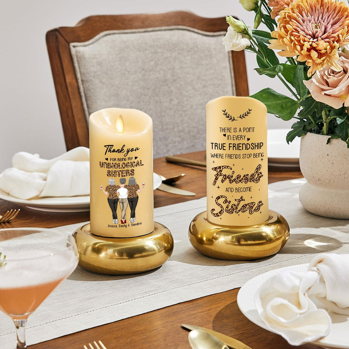 Where Friends Stop Being Friends And Become Sisters - Personalized LED Candle