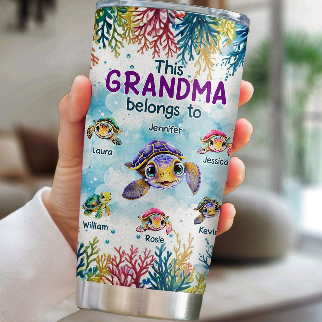 Custom Christmas Birthday Gifts For Grandma & Mom • This Grandma Belongs To Turtle Summer - Personalized Tumbler