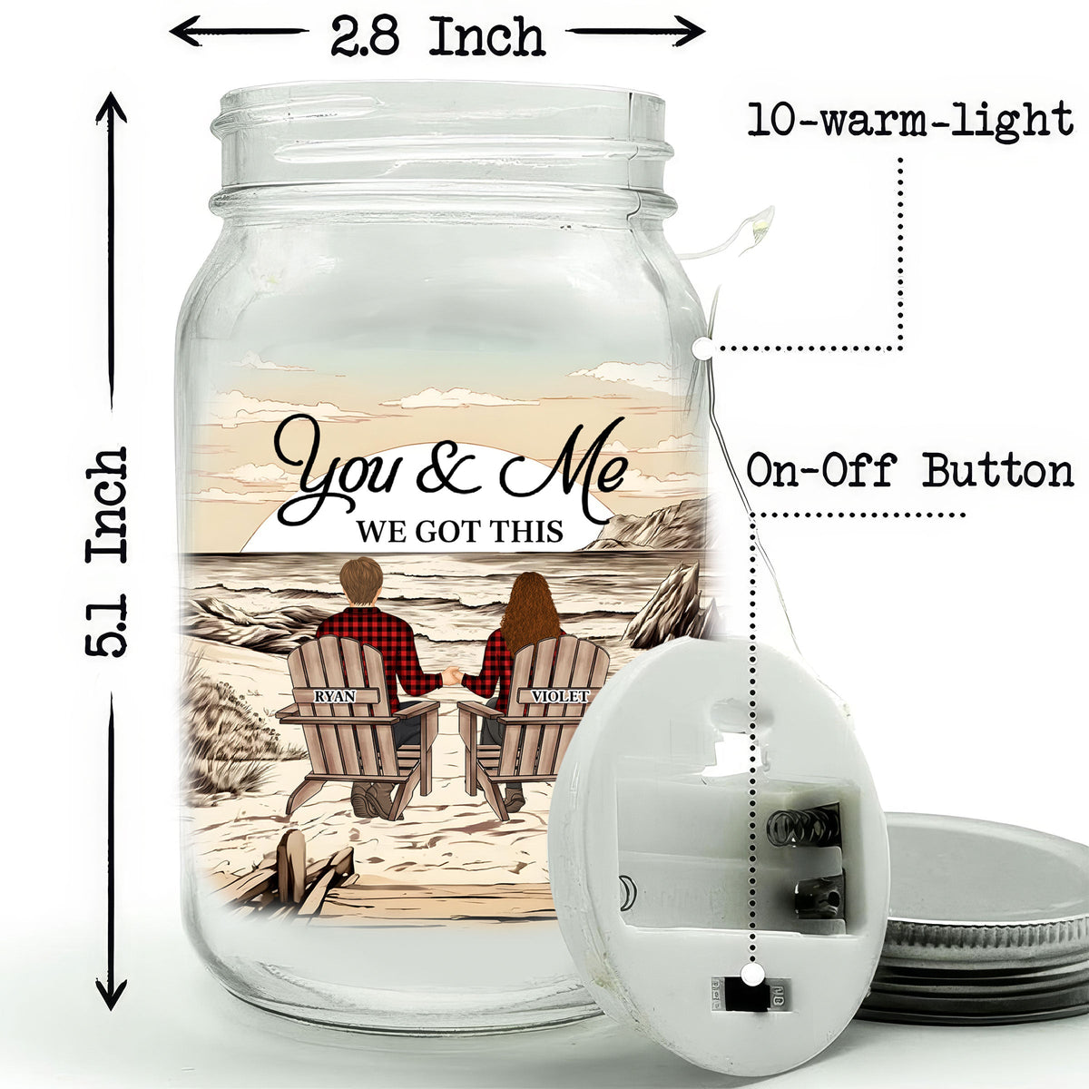 You & Me We Got This - Personalized Mason Jar Light