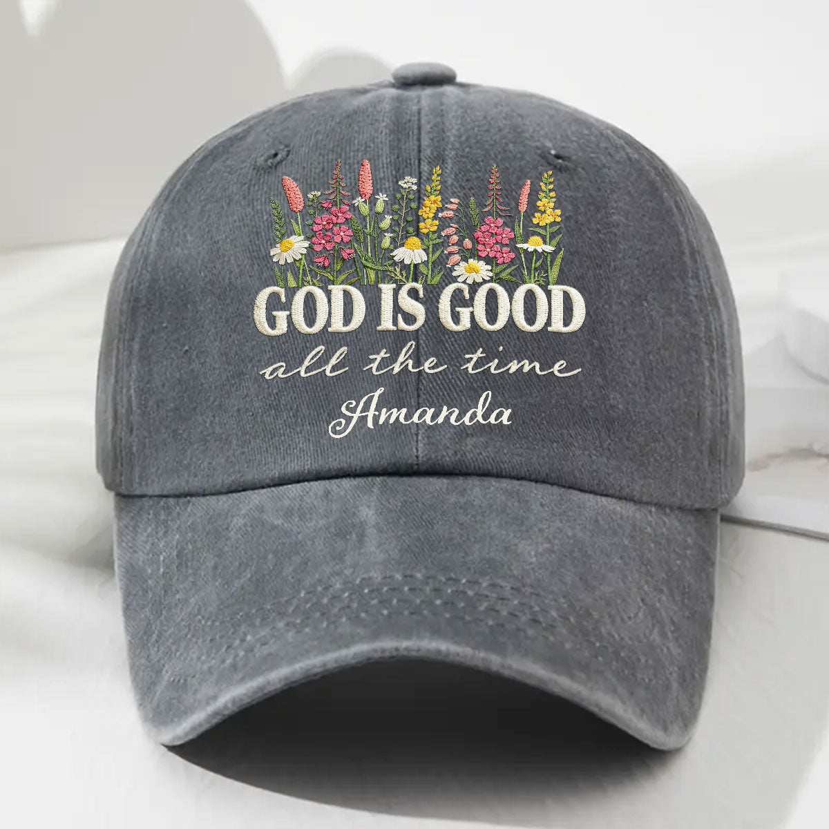 God Is Good Forever - Personalized Vintage Washed Denim Cap