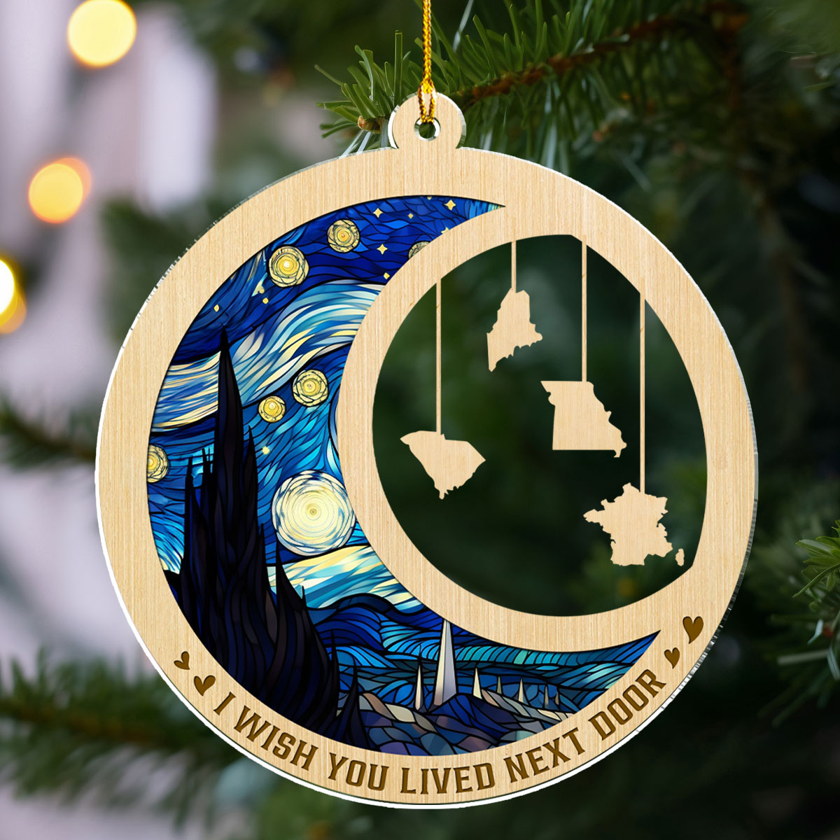 Custom Friendship Christmas Ornament, Best Friend Gift •  I Wish We Lived Closer Ver 2- Personalized Acrylic Ornament