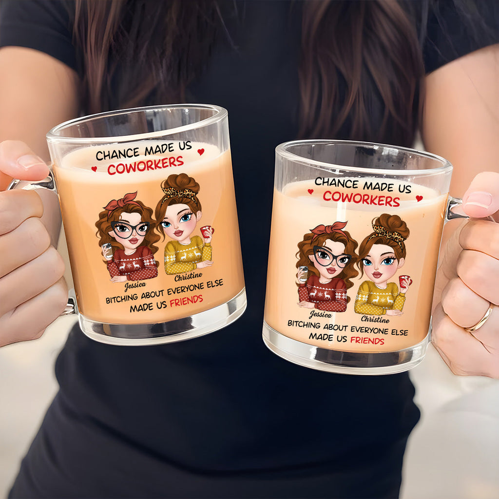Custom Coworker, Christmas & Birthday Team Appreciation Gift • Chance Made Us Colleagues - Personalized Glass Mug