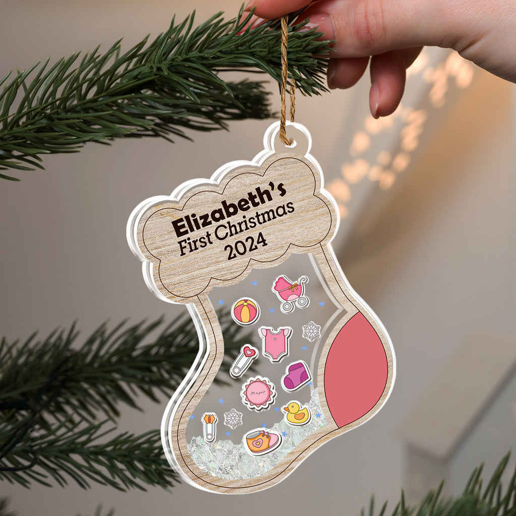 Custom Family First Christmas Ornament •  First Christmas - Personalized Acrylic Shaker Ornament