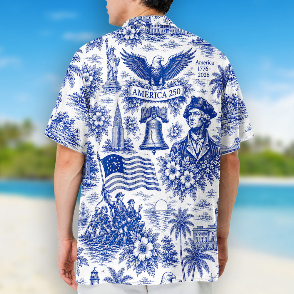 US 250 Anniversary Blue Toile - Personalized Hawaiian Shirt