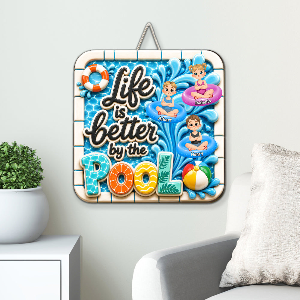 Custom 3D Family Summer Backyard, Patio & Porch Decor • The Best Life Is Here - Personalized 3D Effect Wood Sign