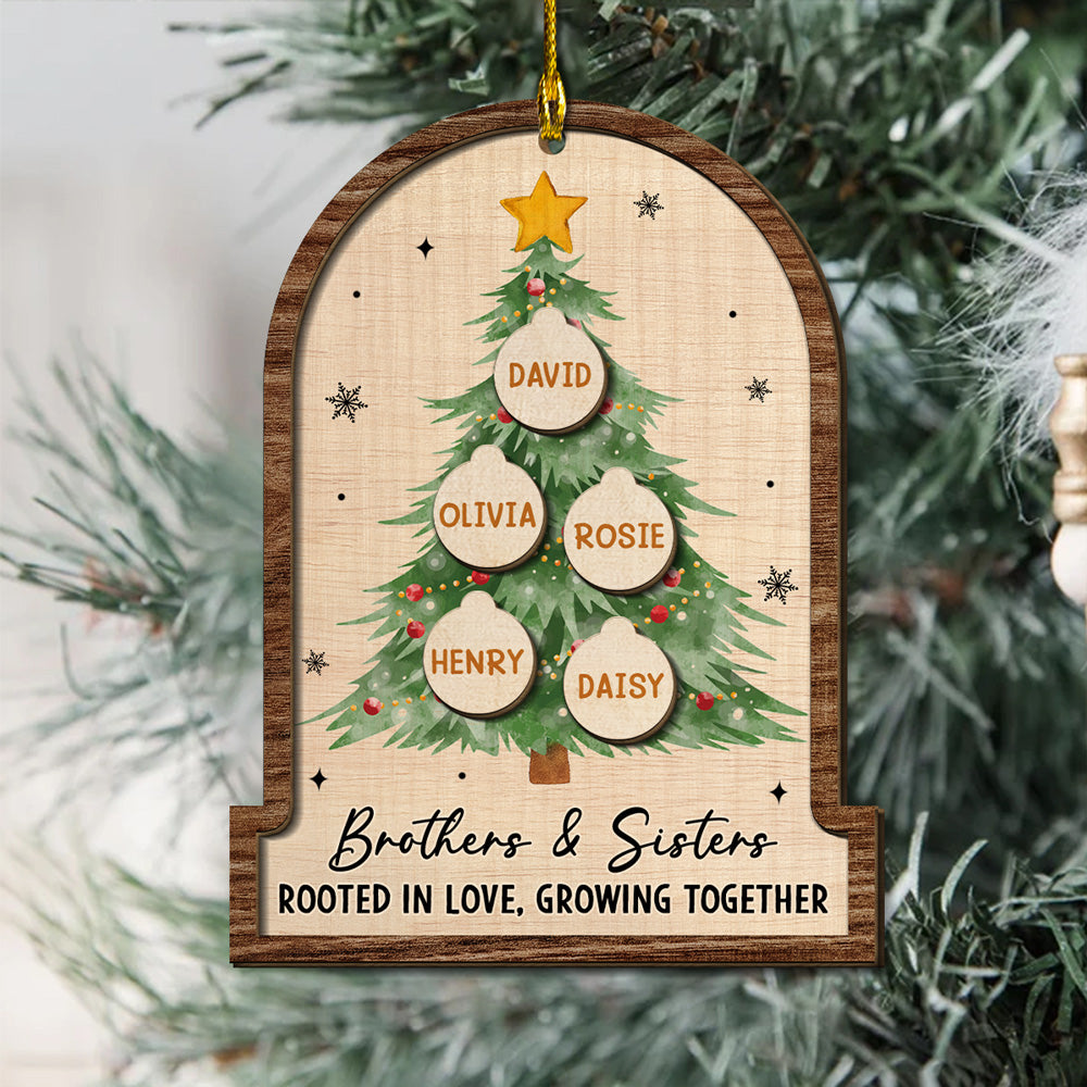 Custom Brothers & Sisters Christmas Ornament •  Siblings Rooted Deep In Love - Personalized 2-layered Wood Ornament