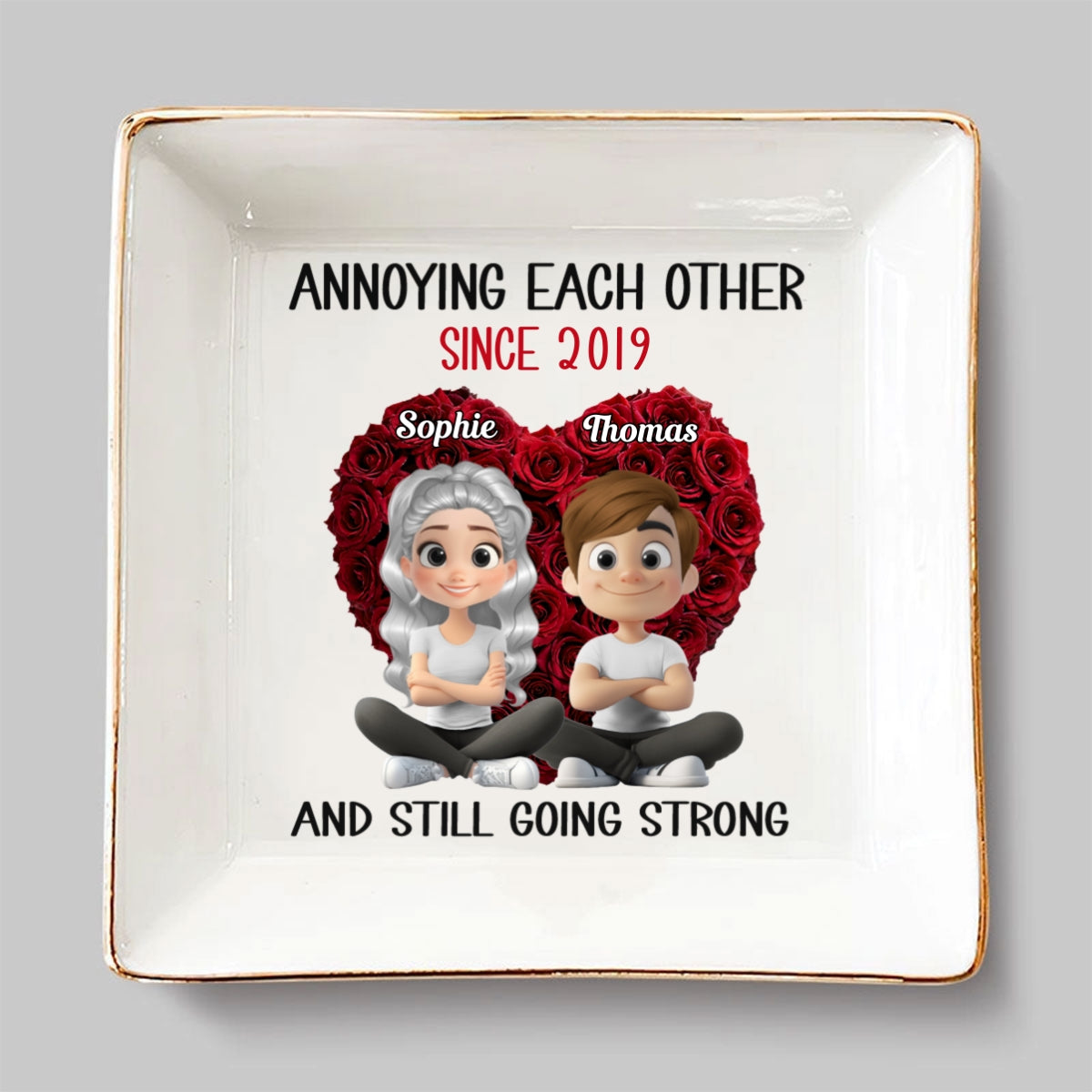 Custom Wife Trinket Dish, Romantic Birthday Anniversary Gift • Annoying Each Other - Personalized Jewelry Dish