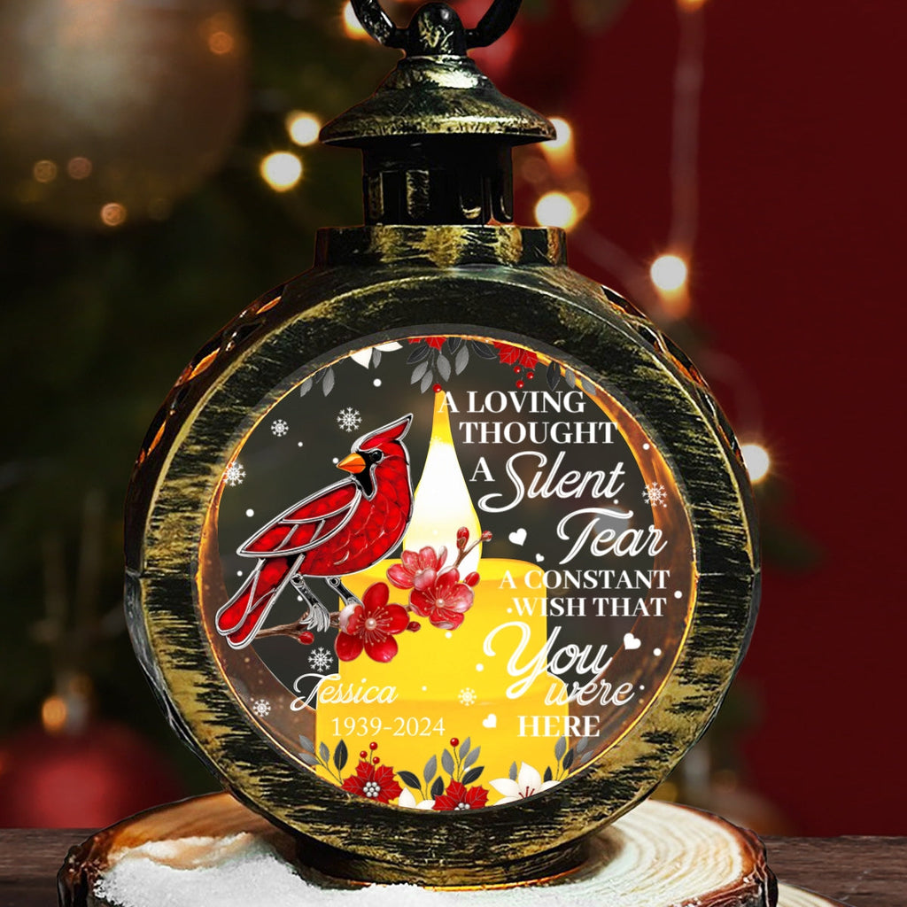 Custom Name Memorial Christmas Night Light, Remembrance Gifts • Always With You Cardinal - Personalized Christmas Lantern