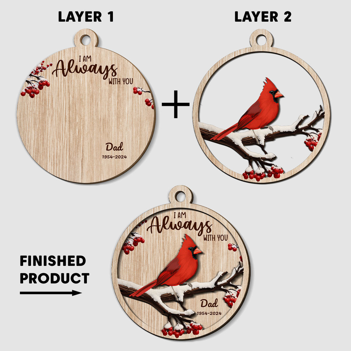 Custom Memorial Christmas Ornament, Sympathy Keepsake •  Be Still And Know - Personalized Freeshape 2-Layered Wood Ornament