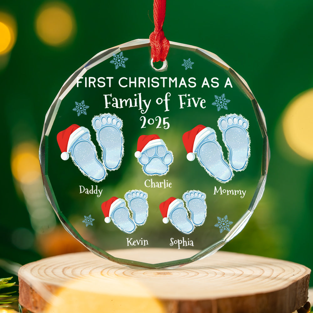 Custom Family First Christmas Ornament •  Noel Family - Personalized Glass Ornament