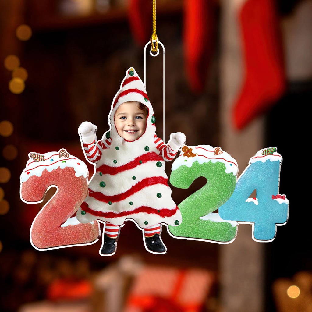 Custom Photo Baby Christmas Ornament for New Parents • Christmas Tree Cake With Baby 2024 - Personalized Acrylic Ornament