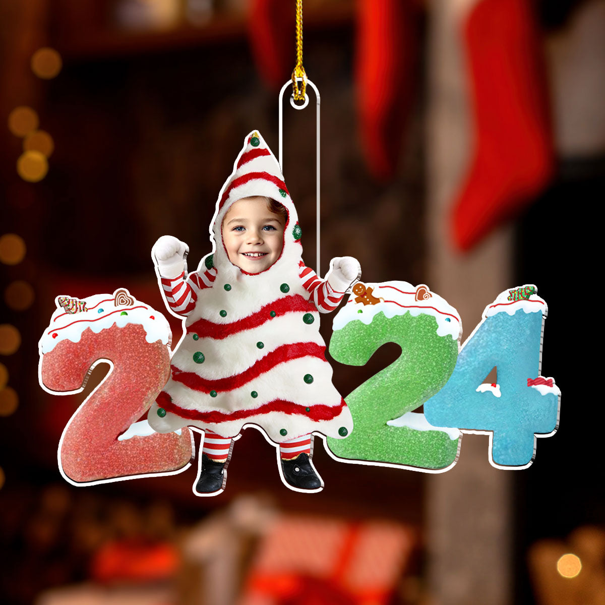 Custom Photo Baby Christmas Ornament for New Parents • Christmas Tree Cake With Baby 2024 - Personalized Acrylic Ornament
