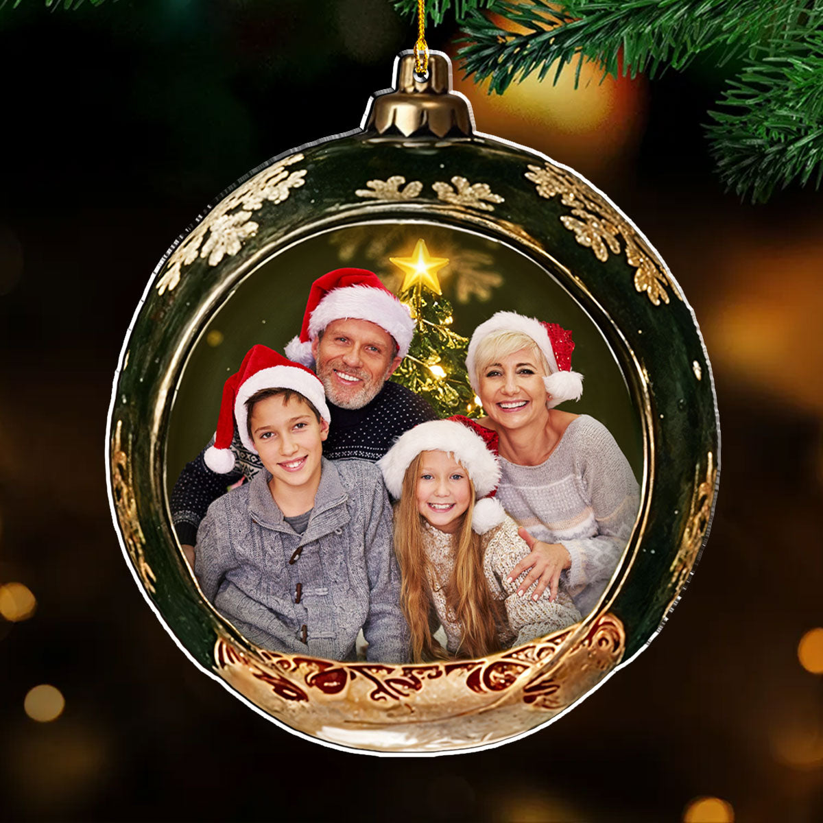 Custom Photo Family Ornament, Christmas Gift for Family Members • Family Miracle - Personalized Acrylic Ornament