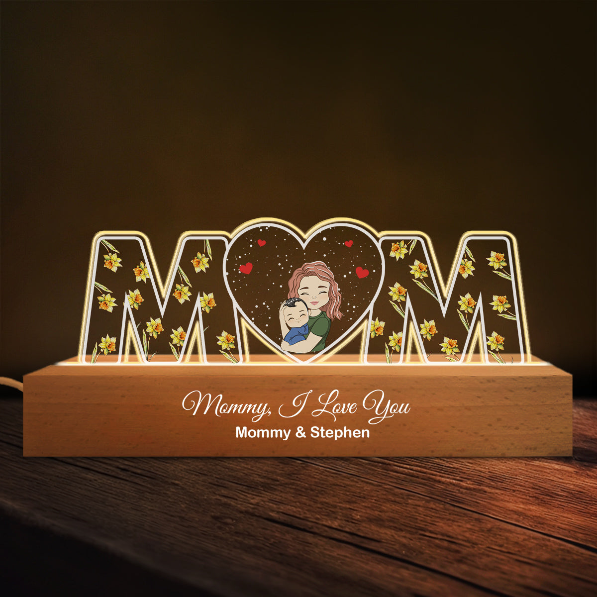 Custom Photo Gift for Mom Grandma, Mother's Day Birthday • Love You Always - Personalized Acrylic Letters 3D LED Night Light
