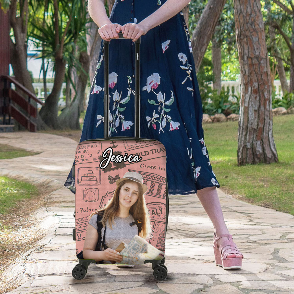 Around The World - Personalized Luggage Cover
