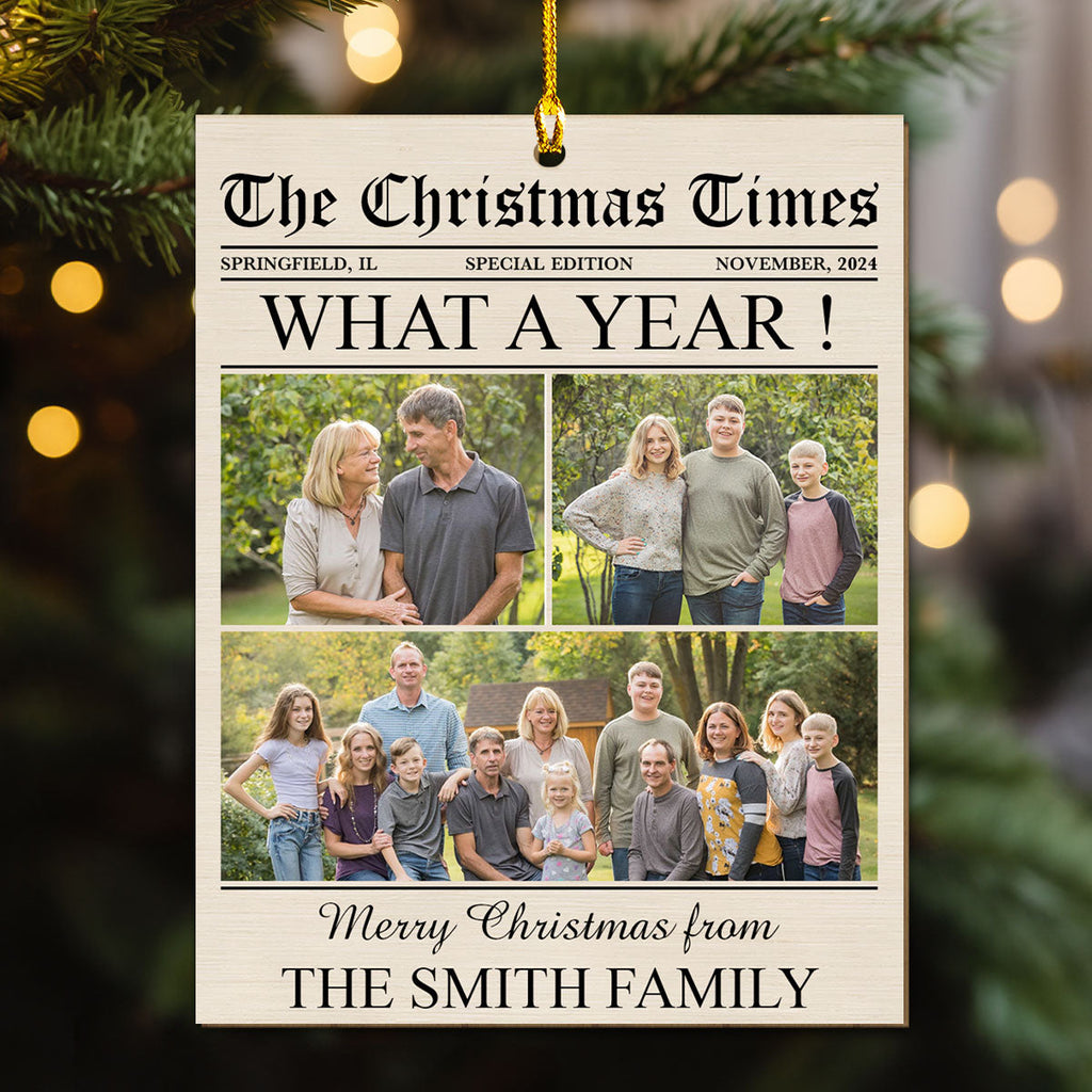Custom Photo Family Ornament, Christmas Gift for Family Members • What A Year - Personalized Wood Ornament