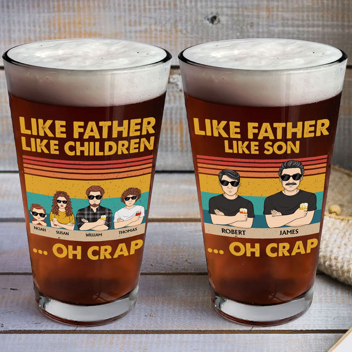 Like Father Like Children - Personalized Beer Glass