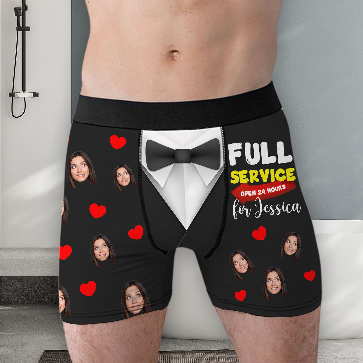 Your Pleasure My Priority Always - Personalized Photo Men's Boxer Briefs
