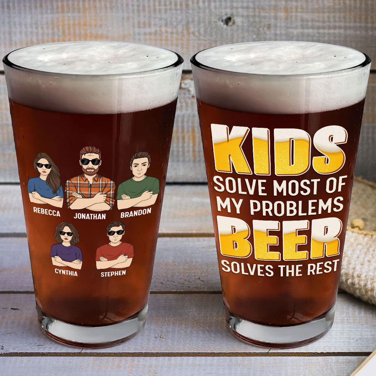 Beer Solve The Rest - Personalized Beer Glass