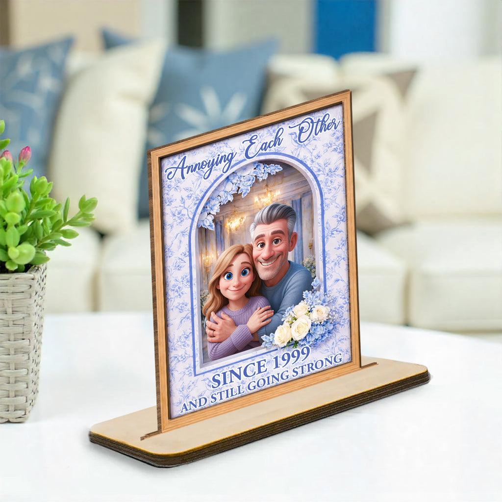 Custom Decor for Wife, Gift for Her • Our Love Our Journey - Personalized 2-Layer Wood Plaque With Flat Base