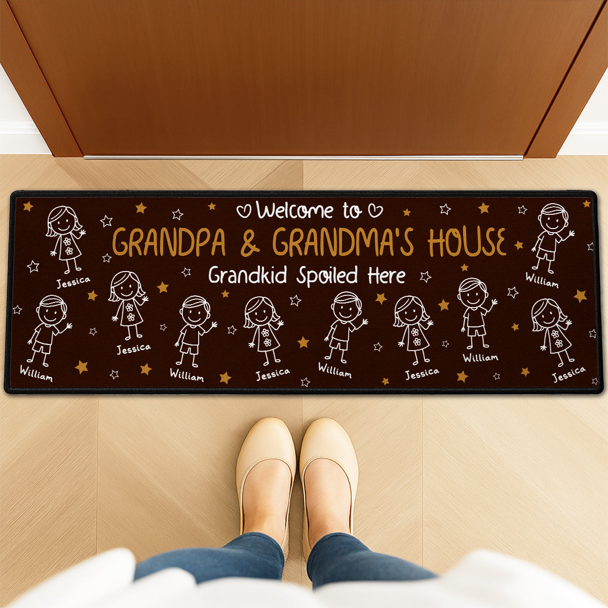 Custom Family Name Rug, Housewarming Birthday Gift For Grandma Grandparents • Grandkids Make Life Grand - Personalized Runner Rug