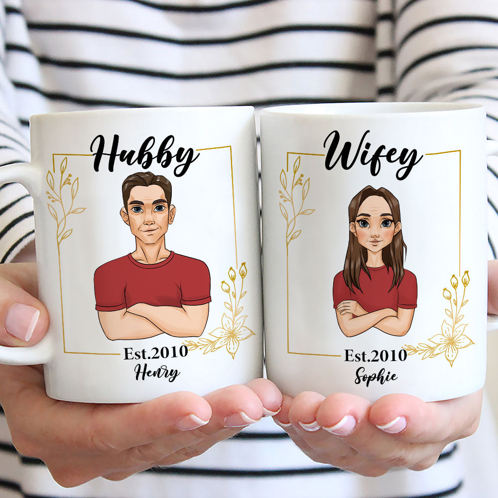 Custom Anniversary Keepsake Gifts For Couple • Hubby Wifey - Personalized Coffee Mug