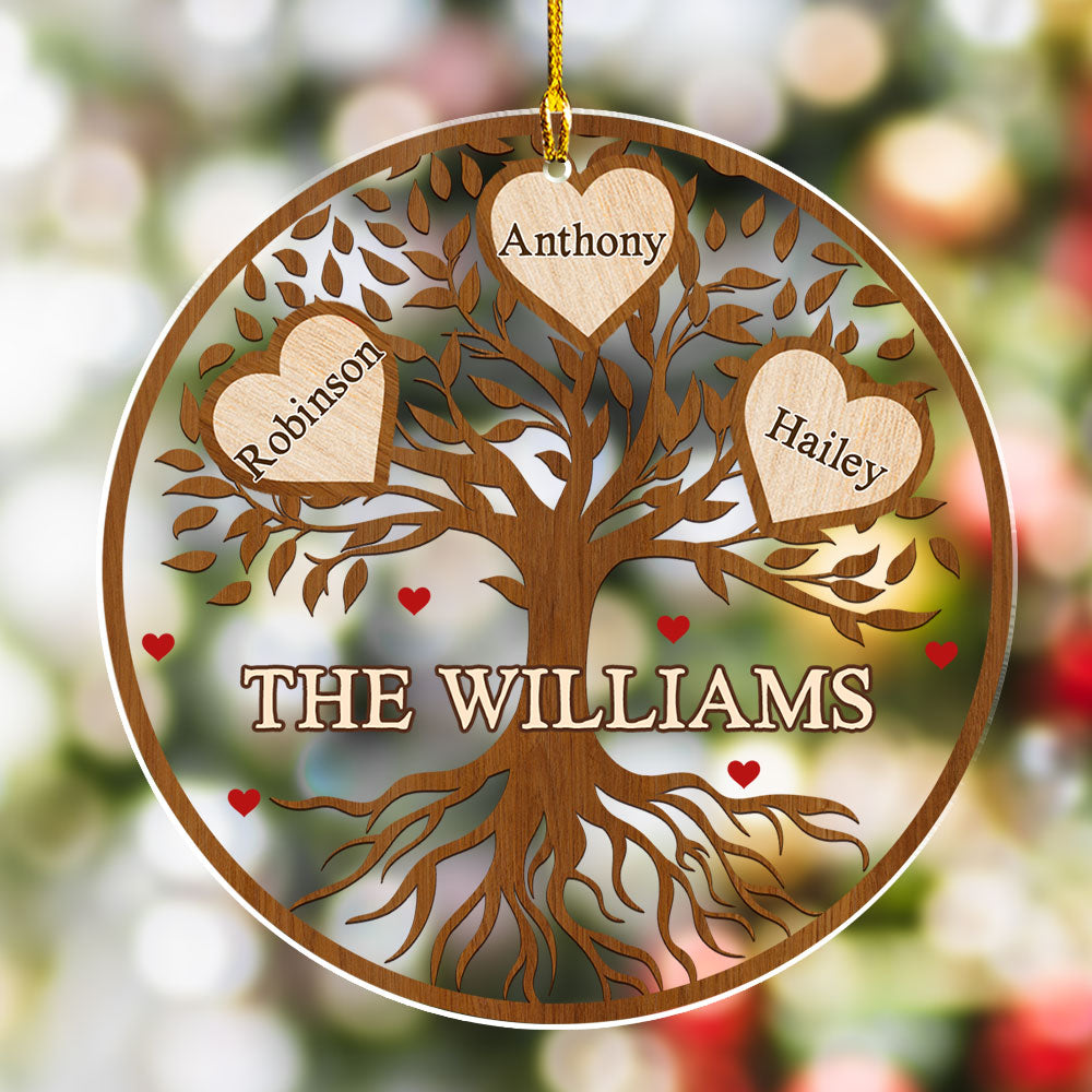 Custom Family Ornament, Christmas Gift for Family Members •  Family Love Tree - Personalized Acrylic Ornament