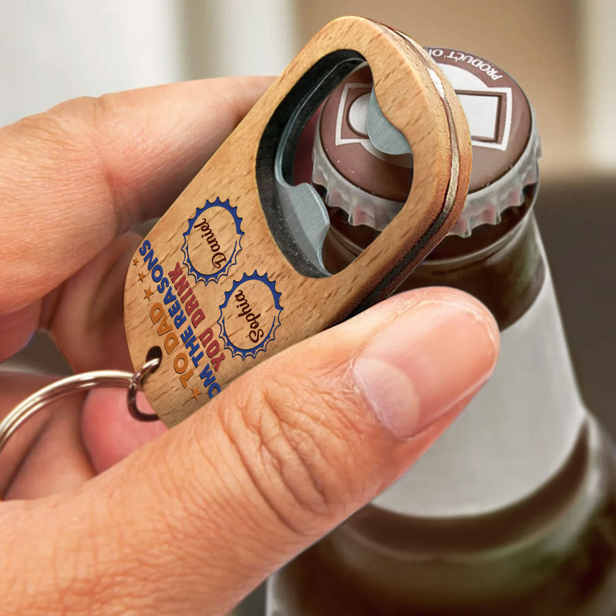 To Dad From The Reason You Drink - Personalized Bottle Opener Keychain