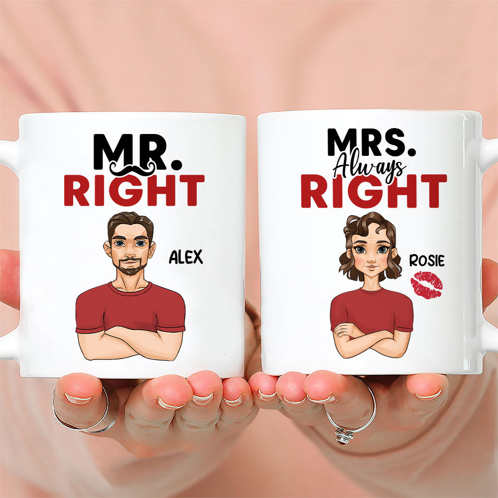 Custom Anniversary Keepsake Gifts For Couple • Mr Mrs Right - Personalized Coffee Mug