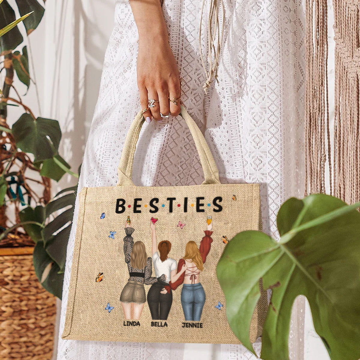 Sisters Together - Personalized Jute Tote Bag
