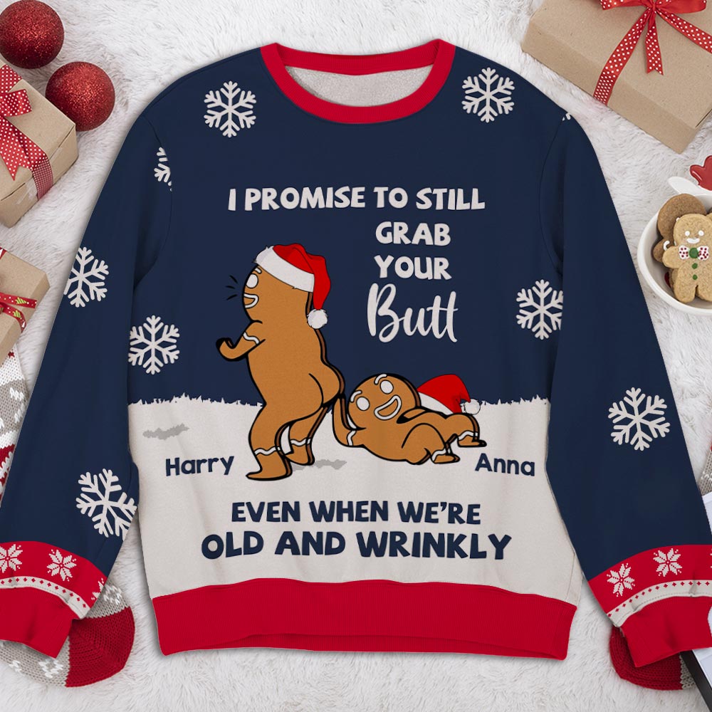 Custom Couple Christmas Sweatshirt, Anniversary Gift • Old & Wrinkly - Personalized All-Over-Print Sweatshirt