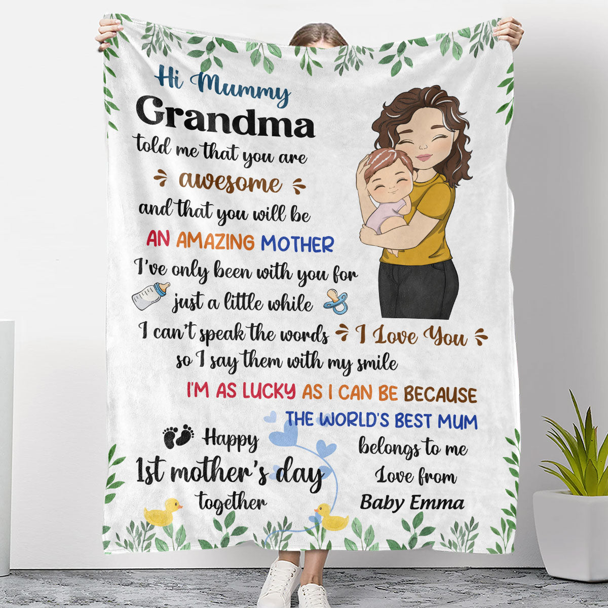 Happy First Mothers Day Together - Personalized Fleece Blanket